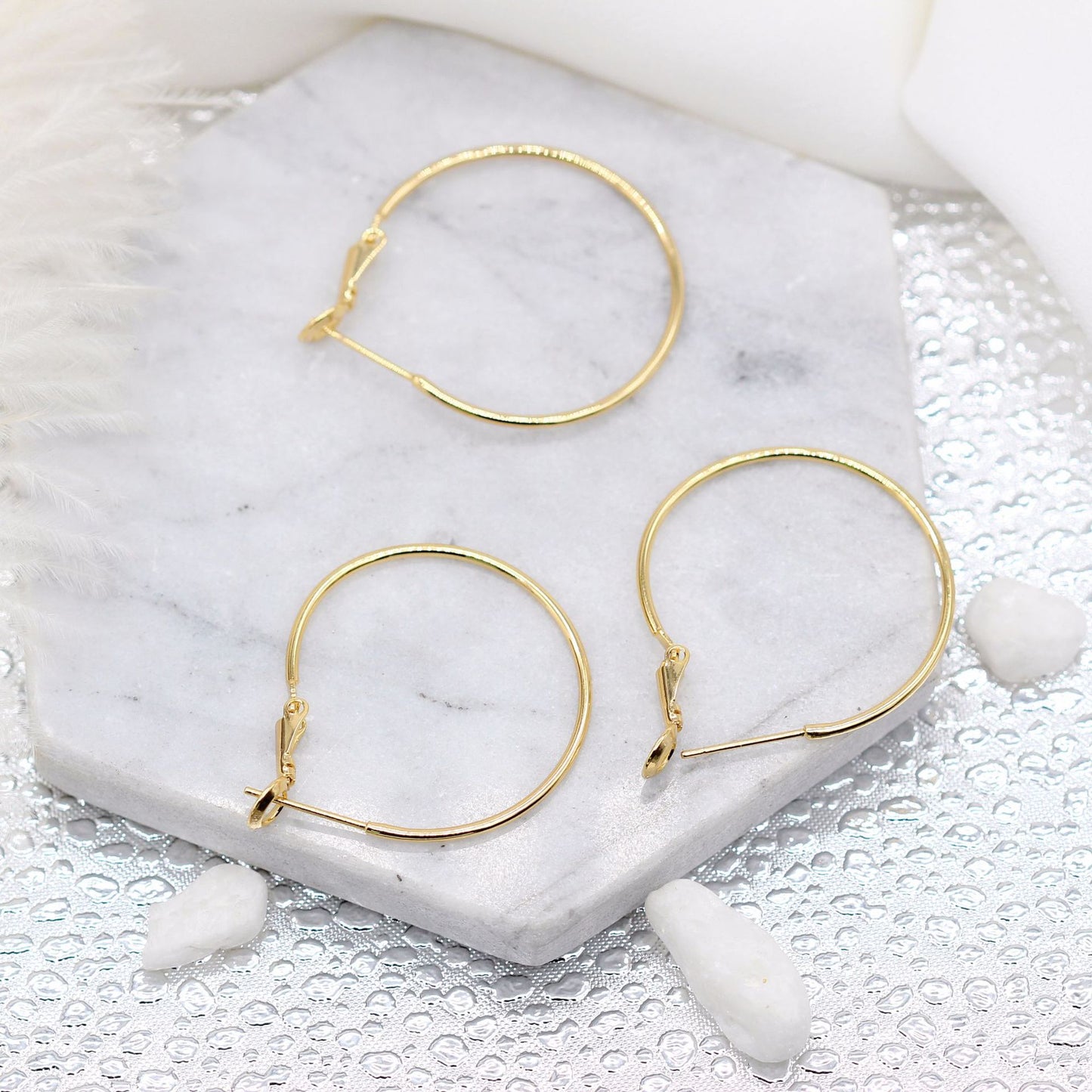 4 boucles d'oreilles grand cercle uni 14K GF Earing