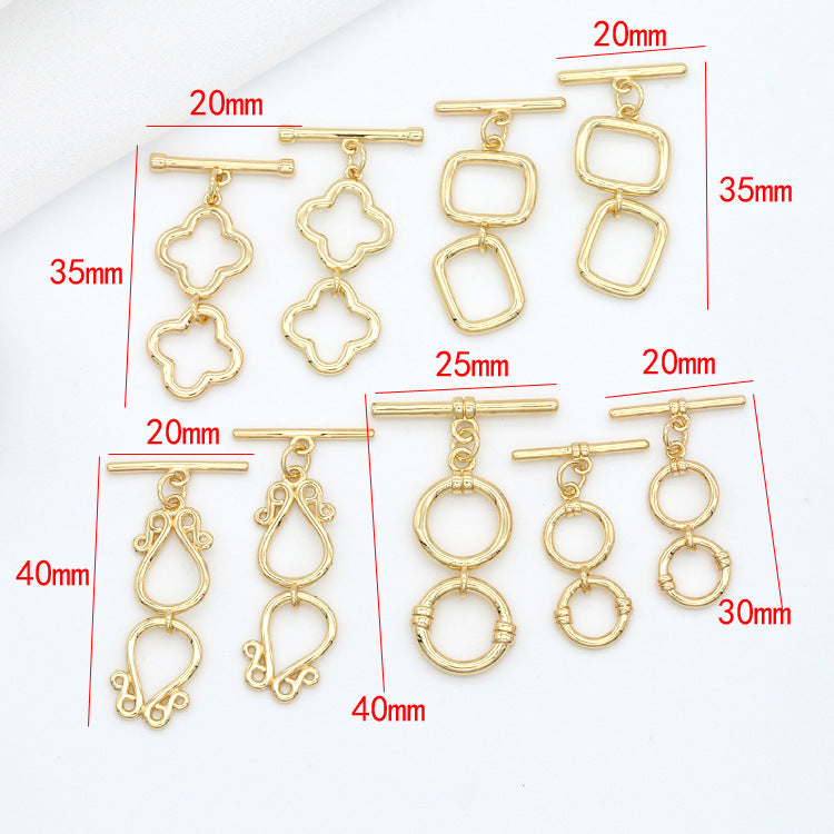 2 Sets Floral Circle OT Clasp 14K GF Clasp for Necklace Bracelet 20x35mm - 20mm