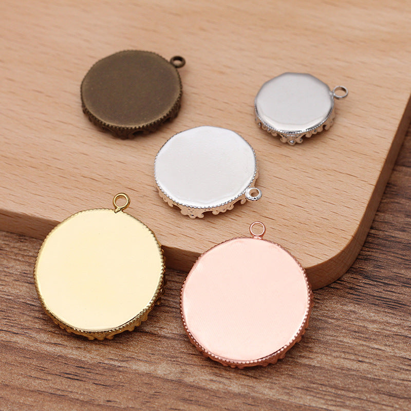 50 pendentif à breloque de tasse de lunette de bord de couronne 18KGP 12mm 15mm 20mm 25mm cabochon rond Base vierge réglage de pierres précieuses