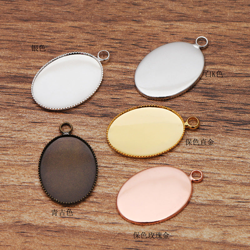 50 pendentif à breloque de tasse à lunette à bord dentelé 18KGP 13x18mm 18x25mm 30x40mm cabochon ovale Base vierge réglage de pierres précieuses