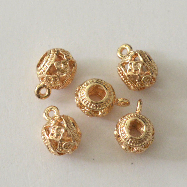 20 perles de tambour creuses avec pendentif de charme en boucle 14K GF