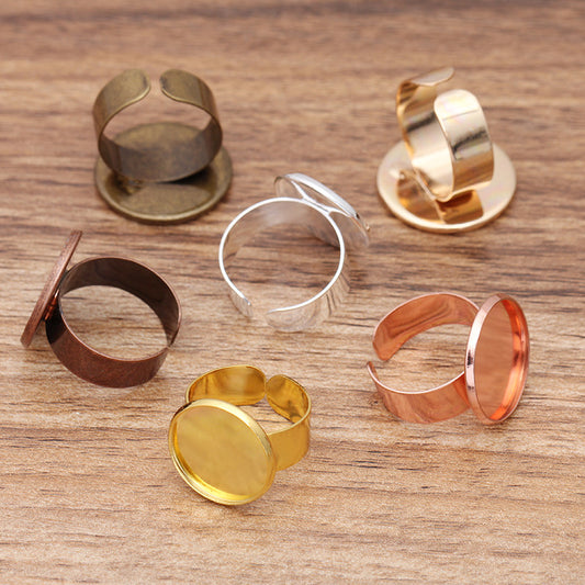 200 Plain Bezel Cup Open Circle Ring 18KGP 16mm 18mm 20mm runder Cabochon-Rohling-Basis-Edelsteinfassung