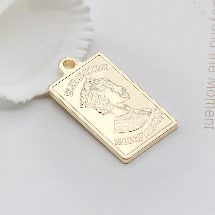 20 pendentif à breloque rectangulaire la reine 14K GF