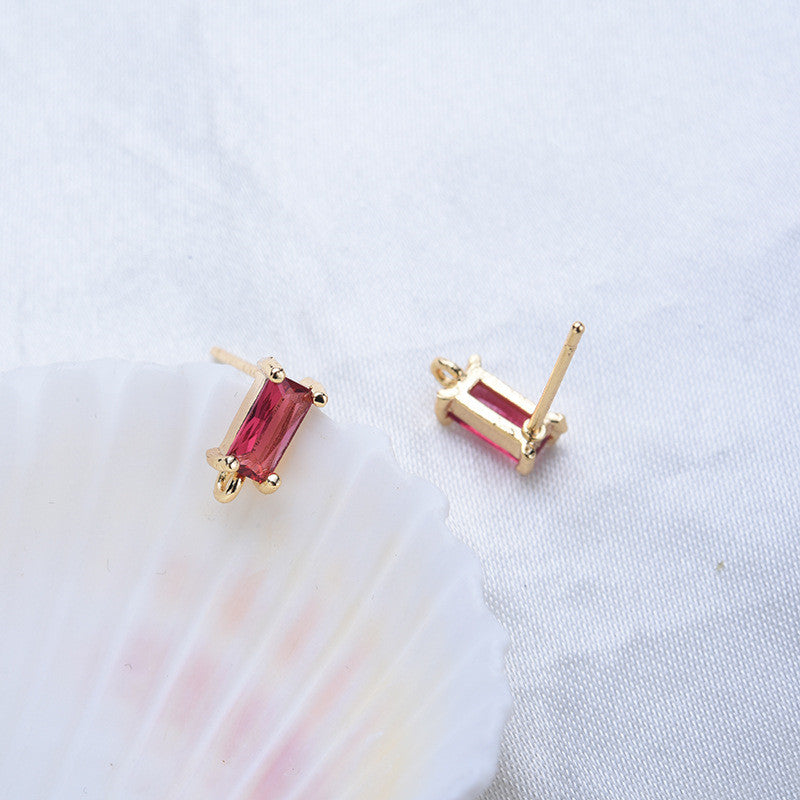 10 boucles d'oreilles rectangulaires avec boucle 14K GF strass embellies