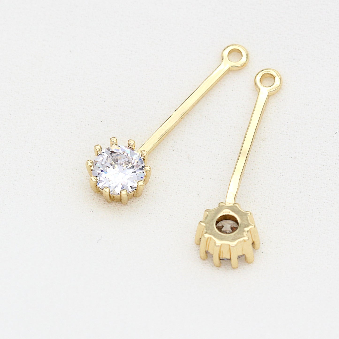 10 pendentif à breloque en forme de barre de bâton de pierre ronde orné de strass 14K GF
