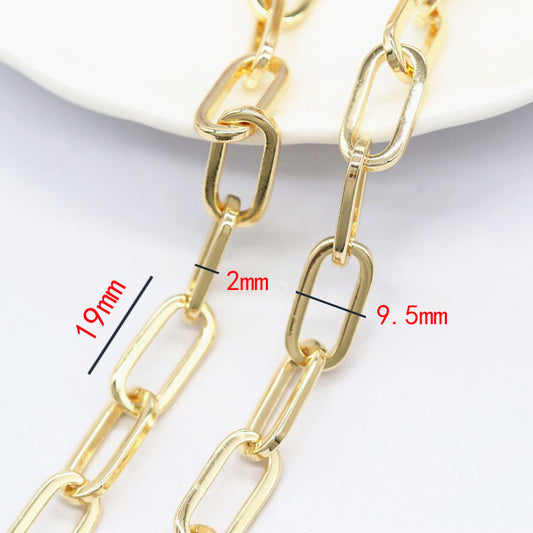 2 Meter dicke flache Gliederkabelkette aus 14-karätigem GF