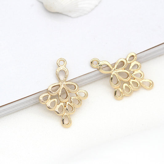 20 connecteurs de charme floral à double boucle 14K GF