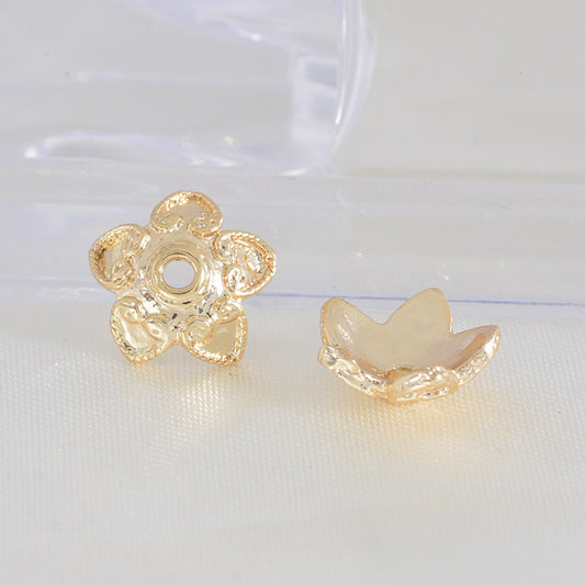 50 bonnets de perles florales, tasse 14K GF, breloques, entretoise de perles