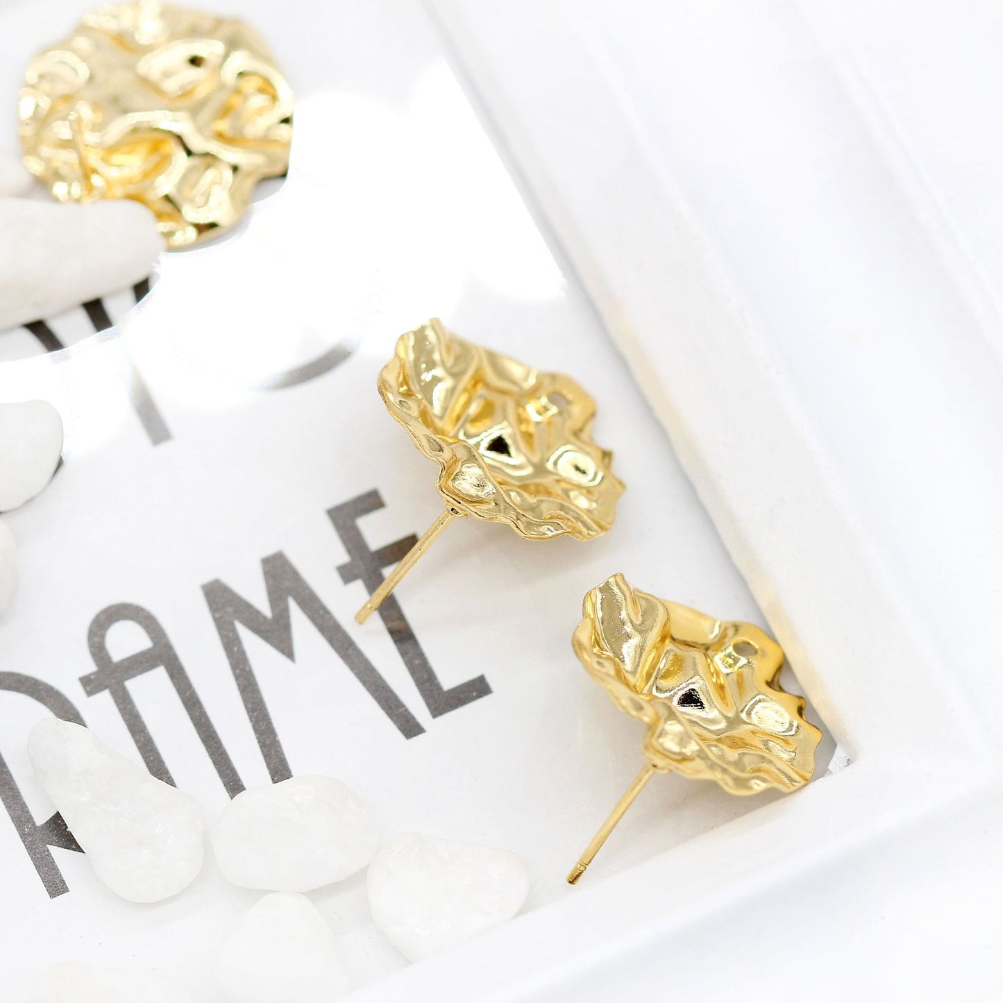10 boucles d'oreilles martelées de forme ronde avec boucle 14K GF Earing