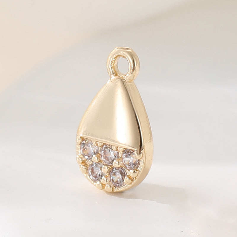 2 pendentif à breloque en forme de croix en forme de goutte d'eau orné de strass 14K GF