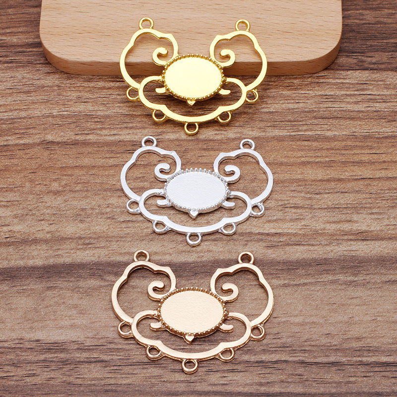 20 filigrane multi-boucles bord dentelé lunette tasse nuage charme 18KGP 13x18mm ovale cabochon base vierge pierre précieuse pièce réglage