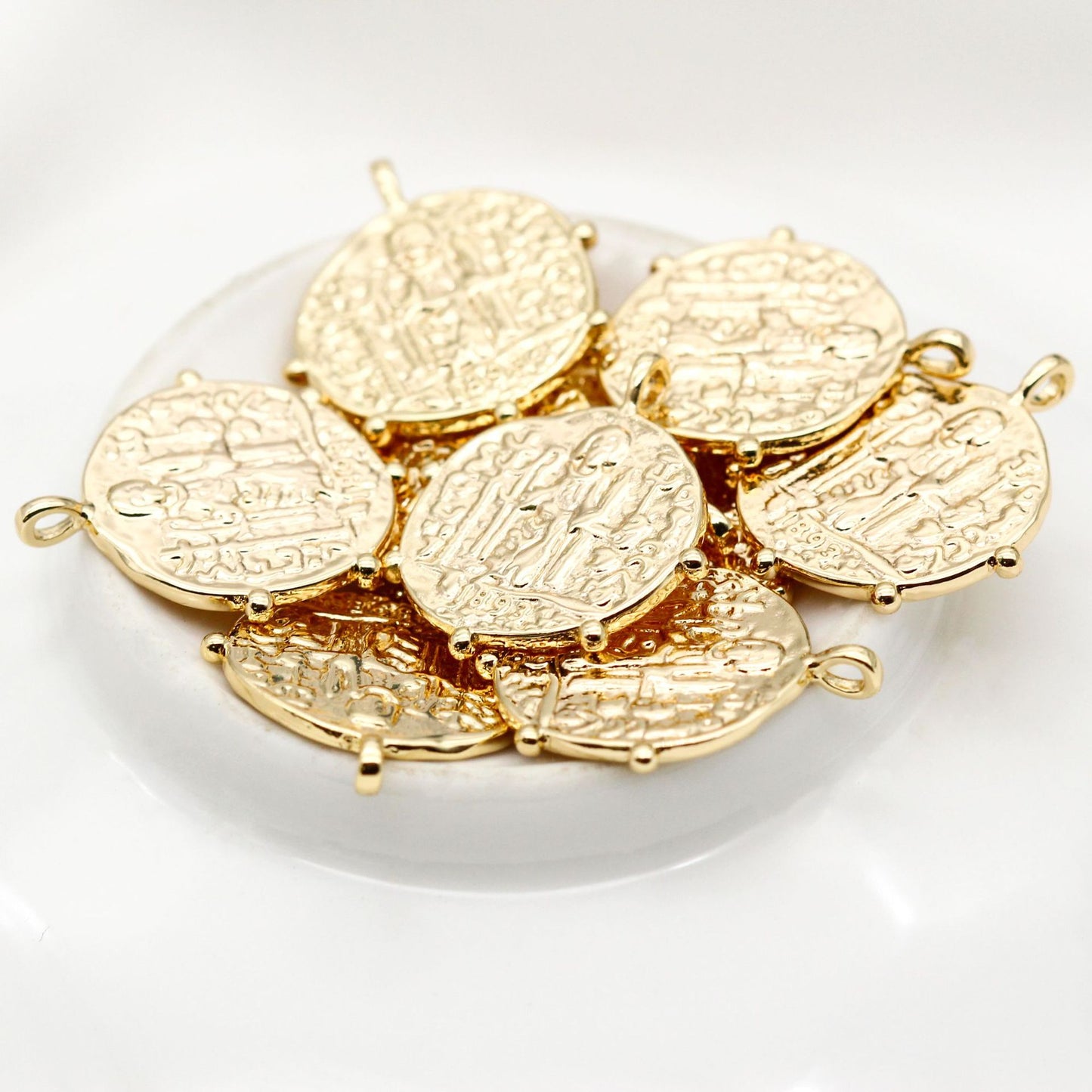 Pendentif à breloque pièce de monnaie 20 portraits 14K GF