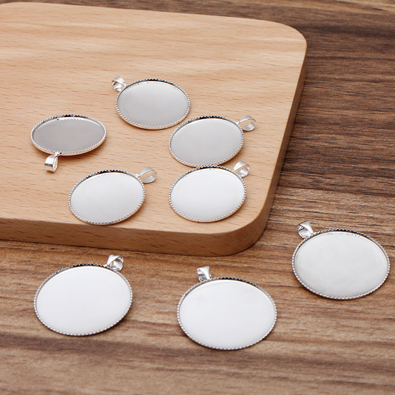 100 Serrated Edge Bezel Cup Charm Pendant Silver Plated 20mm 25mm Round Cabochon Blank Base Gemstone Setting
