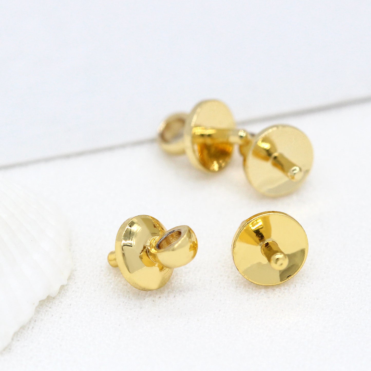 50 Pinch Bails 14K GF Pendant Top Connector Half Drilled Pearl Bead Blank