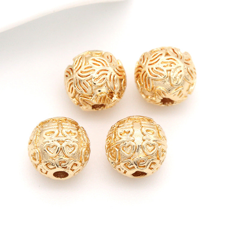 10 geschnitzte runde Perlenstücke aus 14K GF Kupfer Charm Perlenarbeit Spacer