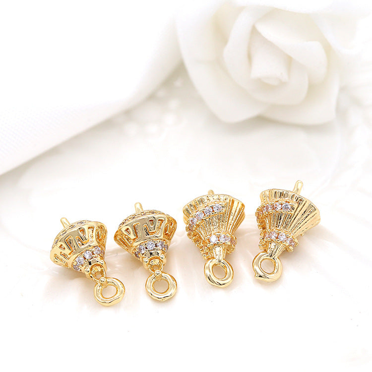 2 cônes pendentif à breloque strass embelli 14K GF perle semi-percée perle vierge