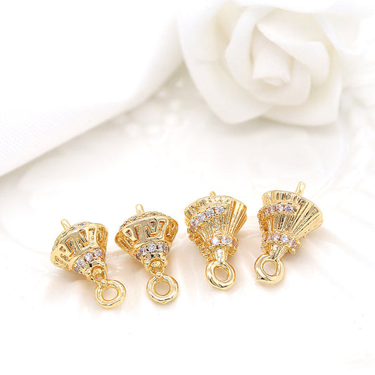 2 cônes pendentif à breloque strass embelli 14K GF perle semi-percée perle vierge