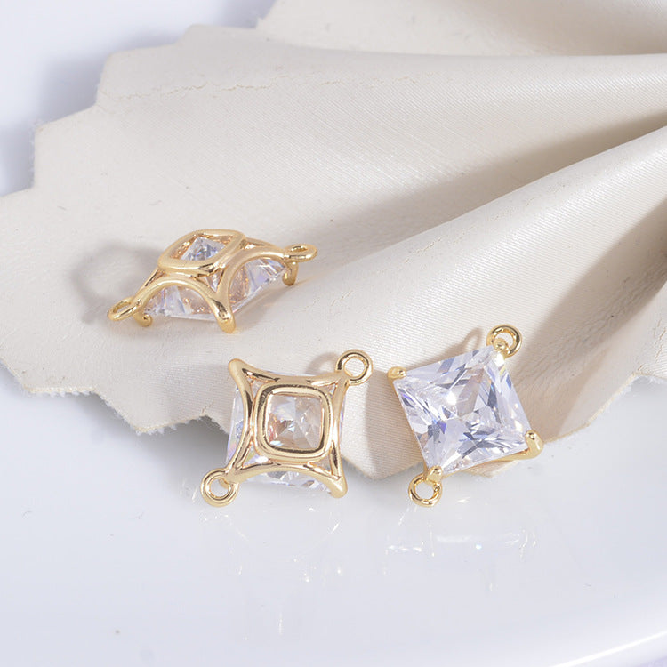 20 connecteurs de charme en diamant à double boucle ornés de strass 14K GF