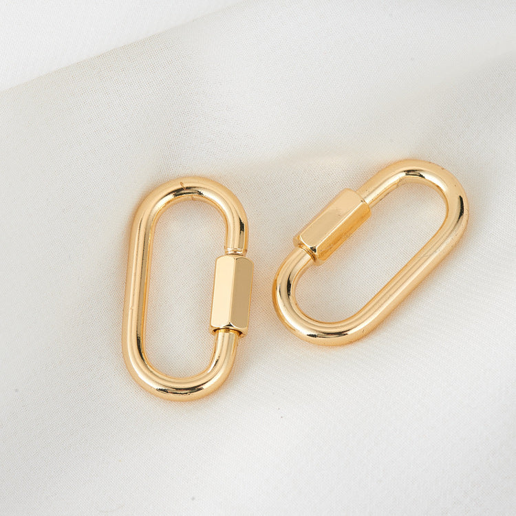 2 fermoirs à vis pour porte-clés à cercle oblong 14K GF