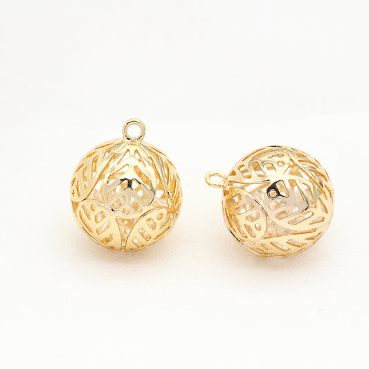 10 pendentif à breloque boule creuse 14K GF