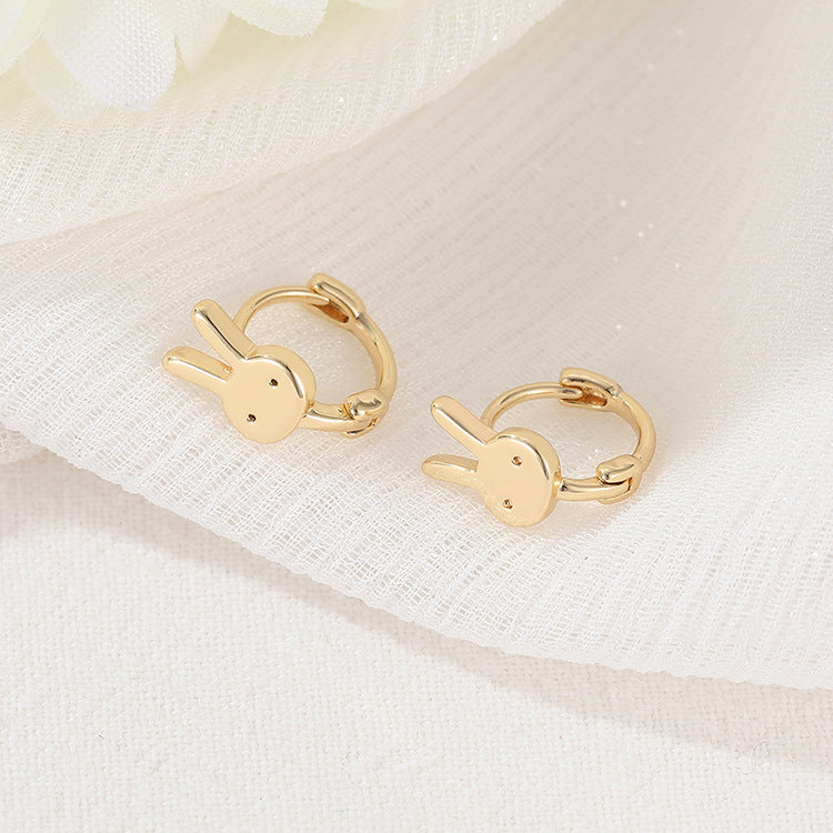 4 Star Rabbit Circle Hoop Earrings 14K GF Earing