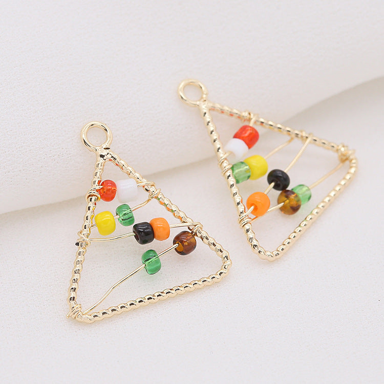 2 fils enveloppés Lune Triangle Coeur Olive Cercle Charme Pendentif Résine Embelli 14K GF