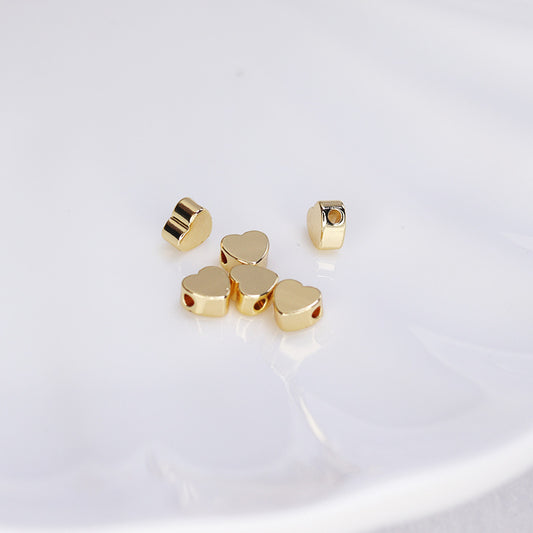 50 minuscules perles de cœur plates brillantes 14K GF Charm Bead Spacer