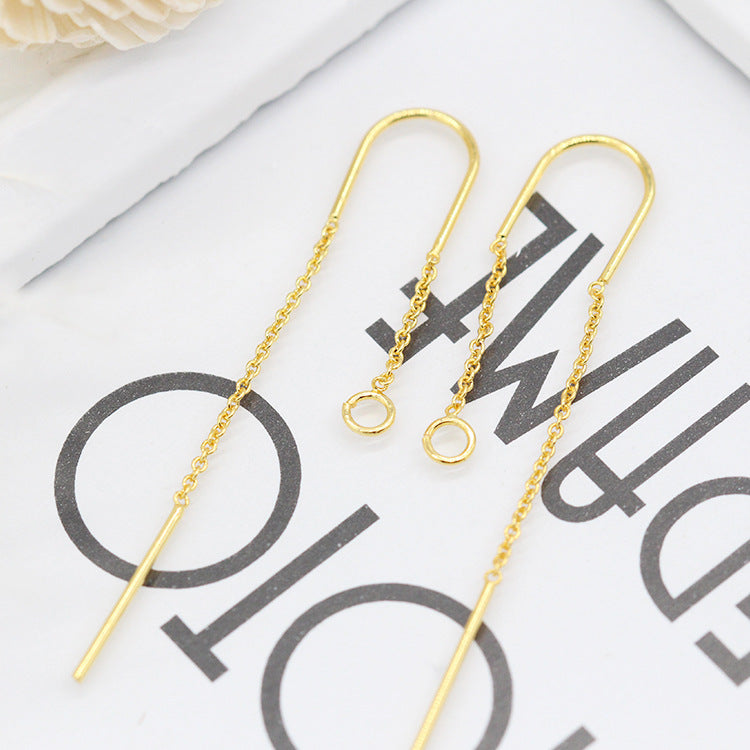 Boucles d'oreilles enfileur de chaîne de câble à maillons ovales en cercle de 10 U, boucles d'oreilles 14K GF