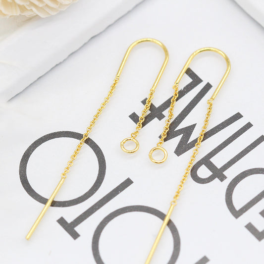 Boucles d'oreilles enfileur de chaîne de câble à maillons ovales en cercle de 10 U, boucles d'oreilles 14K GF