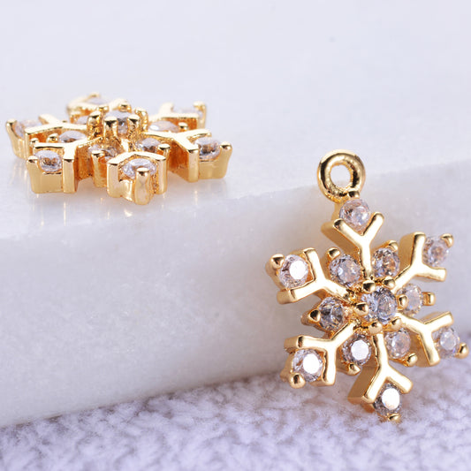 20 Schneeflocken-Charm-Anhänger mit Strassverzierung aus 14-karätigem GF