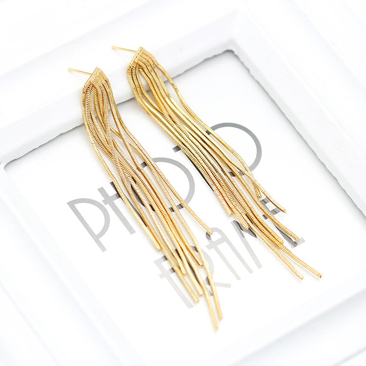 4 boucles d'oreilles à pampilles en chaîne serpent 14K GF Earing
