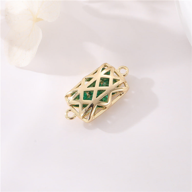 2 Double boucle carré rectangle rond papillon coeur charme connecteur strass incrusté 14K GF