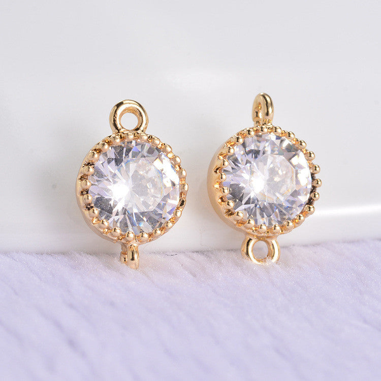20 connecteurs de charme ronds à double boucle et strass embellis 14K GF