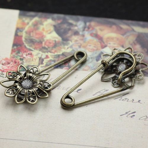 200 Filigrane Floral Charm Safe Broche Antique Bronze 6mm Rond Non Poreux Base Vierge Serti De Pierres Précieuses