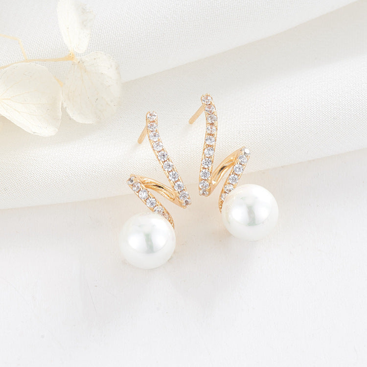 4 boucles d’oreilles à tige de vigne torsadées ornées de strass 14K GF boucle d’oreille à moitié percée perle vierge