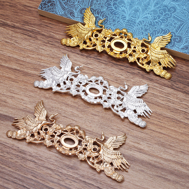 5 Phoenix Floral Charm Haarbandschnalle 18KGP 5mm 10x15mm Rund Oval Cabochon Rohling Edelstein Stück Fassung