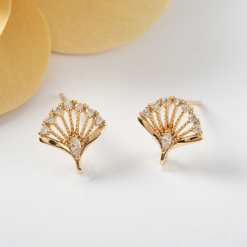 20 boucles d'oreilles à tige en forme d'éventail avec boucle 14K GF ornées de strass