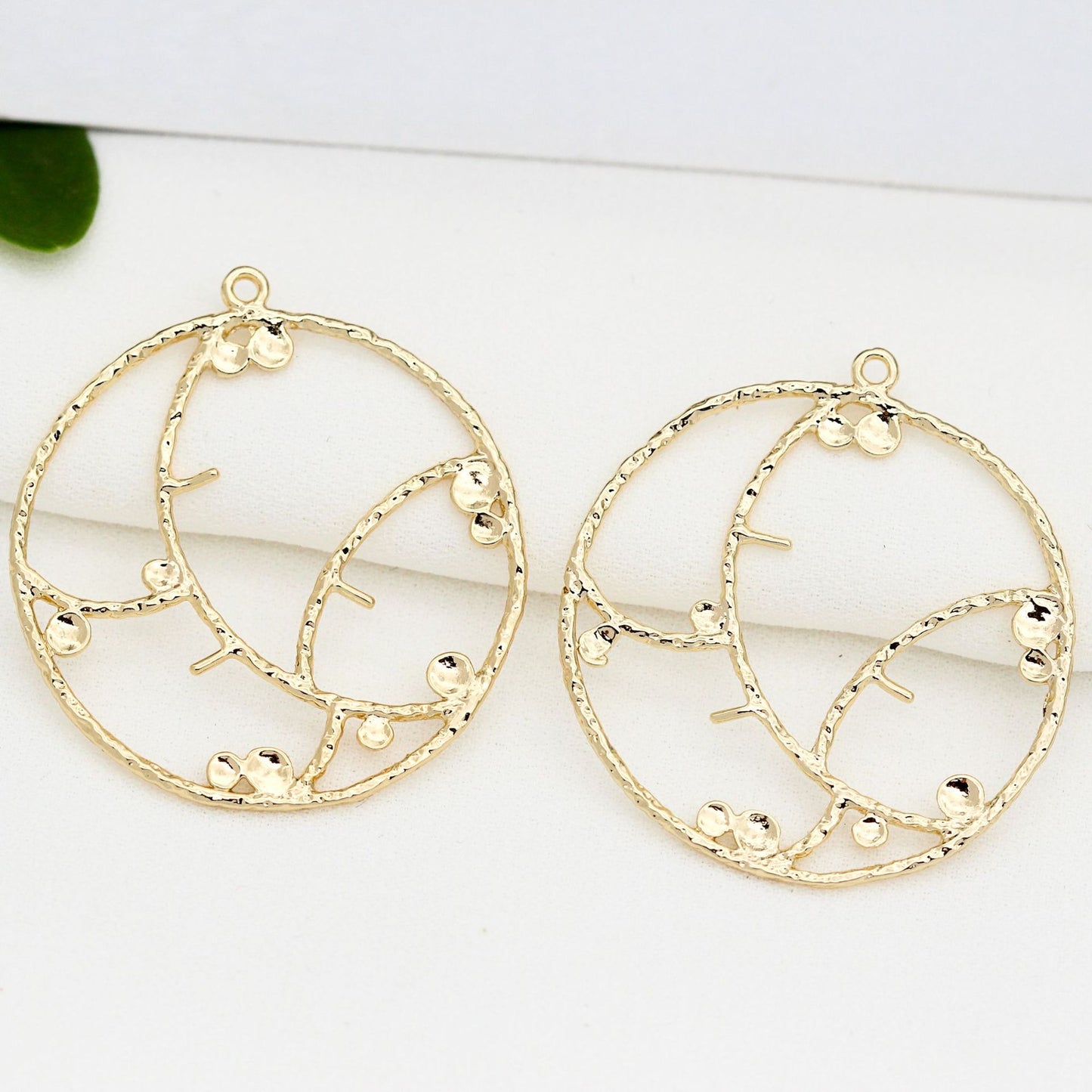 10 pendentif de charme de branche florale ronde 14K GF perle à moitié percée perle vierge