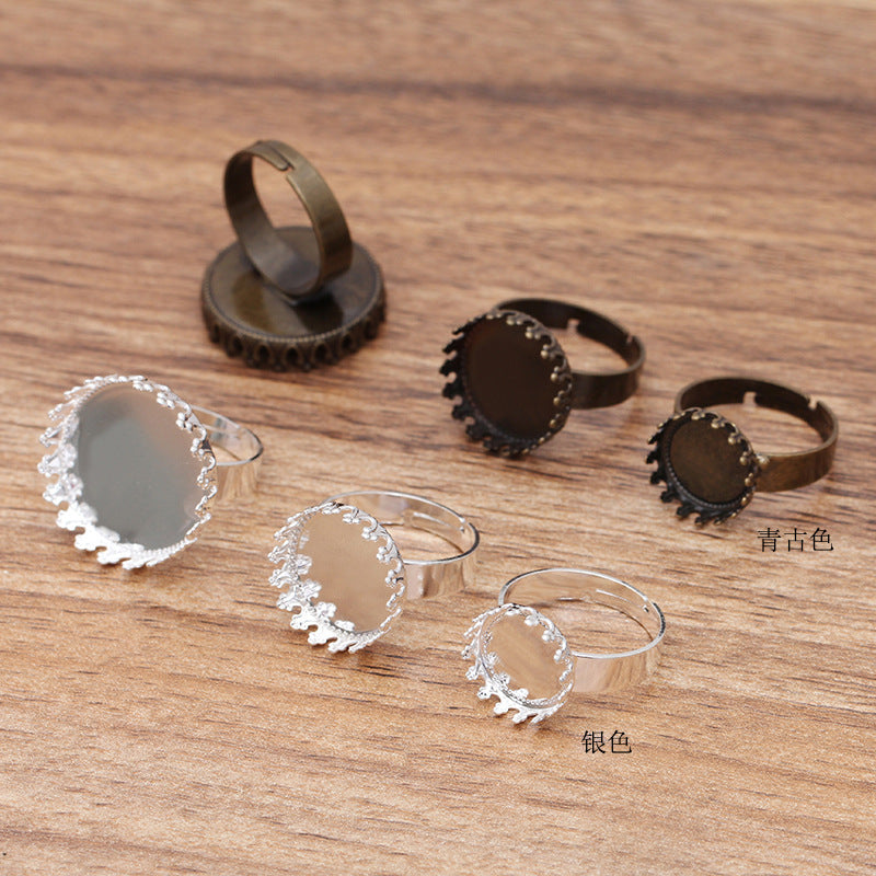 200 Crown Edge Bezel Cup Openable Circle Ring Silver Plated 12mm 15mm 20mm Round Cabochon Blank Base Gemstone Setting