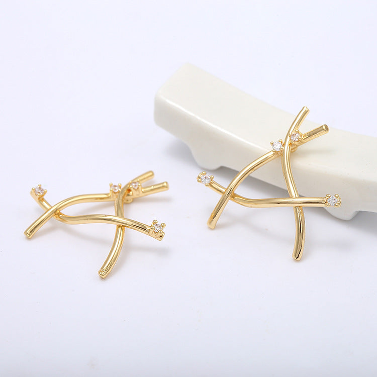 2 pendentifs à breloque triangle torsadés ornés de strass 14K GF