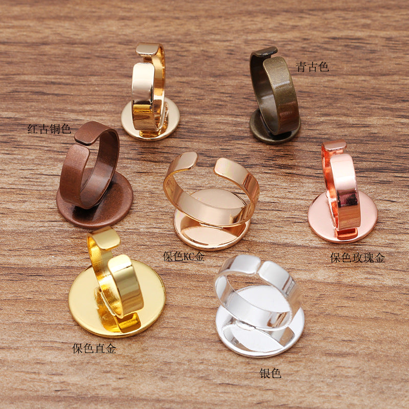 20 Plain Bezel Cup Open Circle Ring 18KGP 10mm 12mm 14mm 16mm 18mm 20mm Round Cabochon Blank Base Gemstone Setting