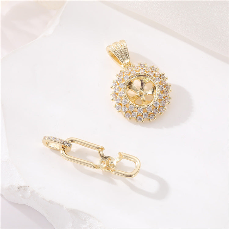 2 pendentif à breloque infini floral strass embelli 14K GF perle à moitié percée perle vierge