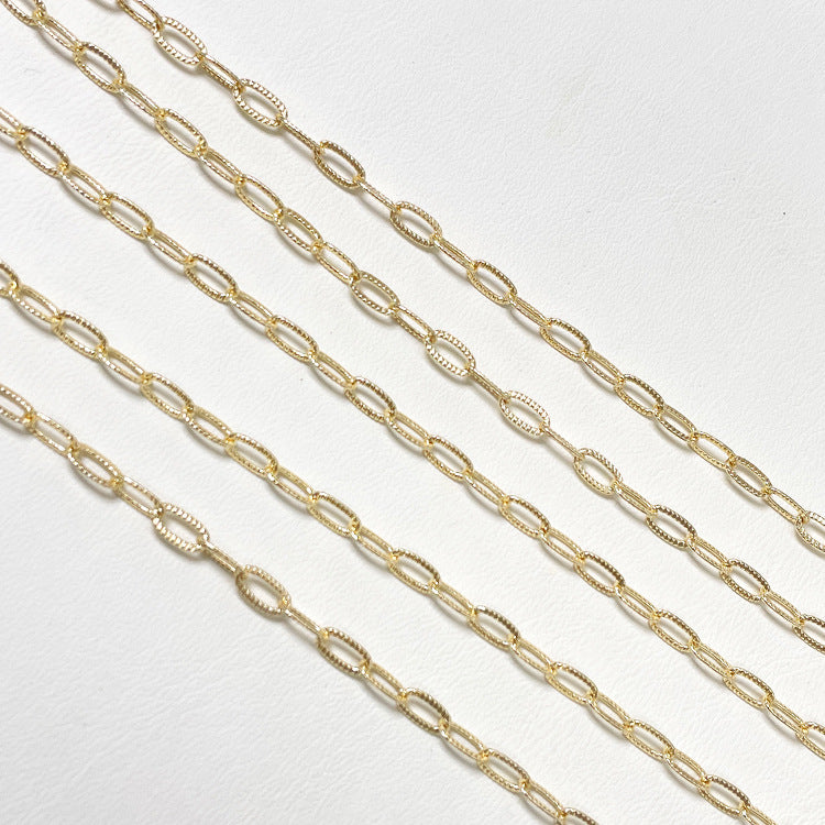 2 Meter flache flache O-Link-Kabelkette aus 14-karätigem GF