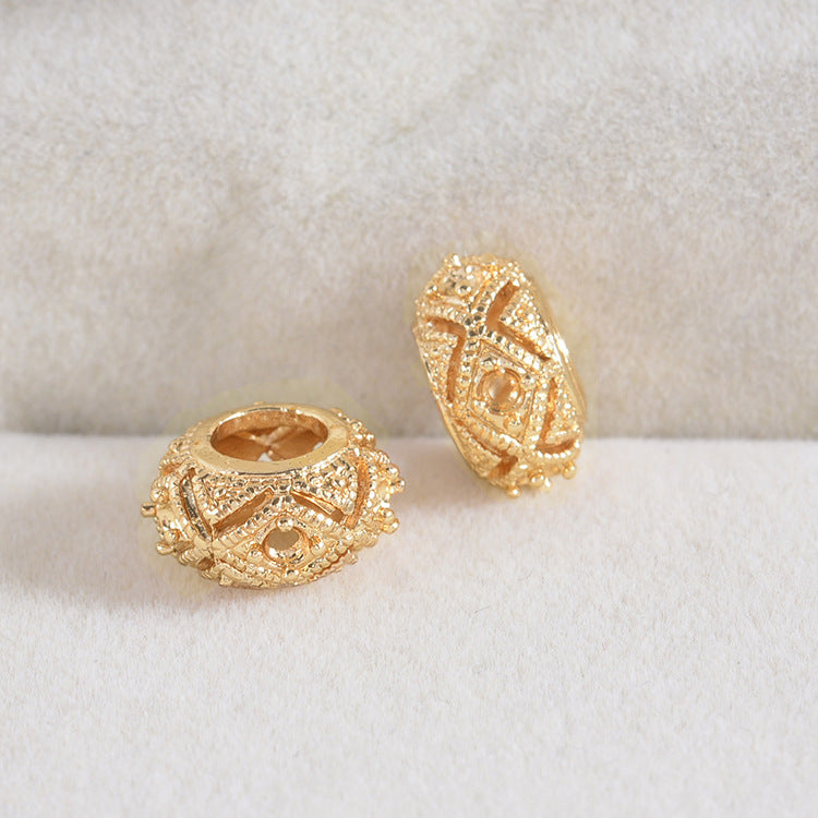 20 perles de tambour à gros trous 14K GF, entretoise de perles de charme
