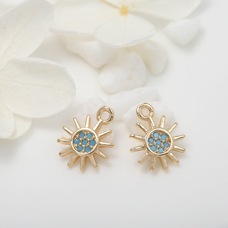Pendentif à breloque 2 soleil orné de strass 14K GF