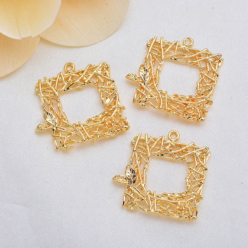 20 pendentif à breloque nid carré creux cercle 14K GF