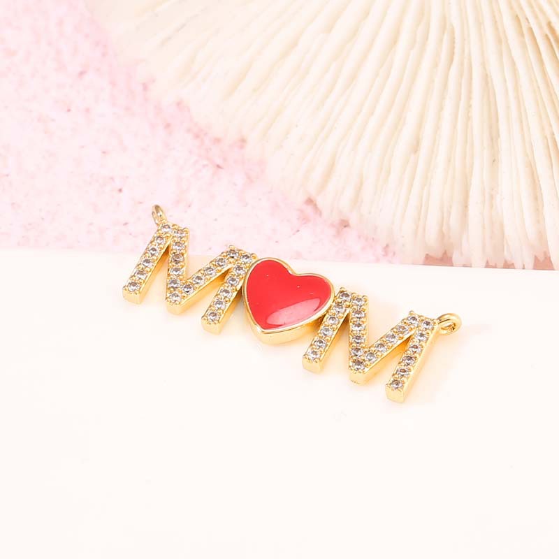 2 Mama Mom Charm Pendant Rhinestone Embellished 14K GF