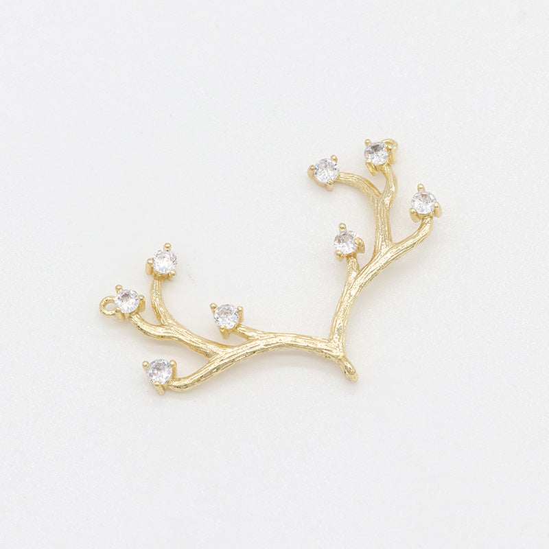 2 pendentifs à breloques en corne de renne à boucles multiples ornés de strass 14K GF