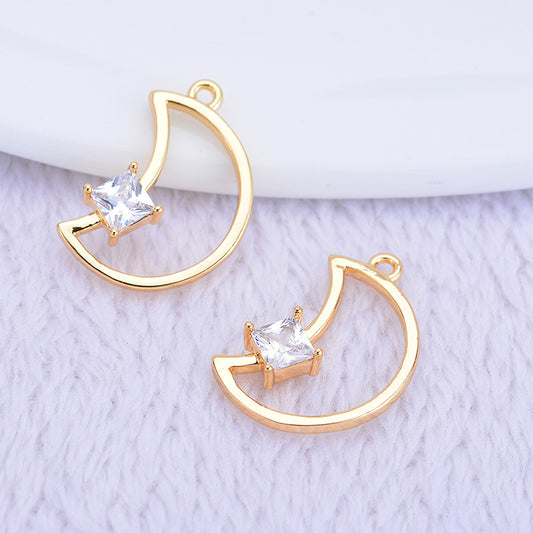 Pendentif à breloque 20 lunes orné de strass 14K GF