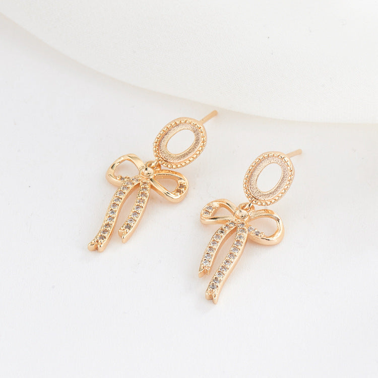 4 Ohrstecker mit Schleife, Strassverzierung, 14-Karat-GF-Ohrring